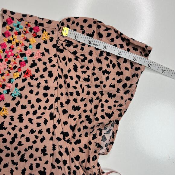 Savanna Jane Animal Print Embroidered Boho Shirt Dress Ruffle Hem Casual Size 1X - Picture 13 of 16